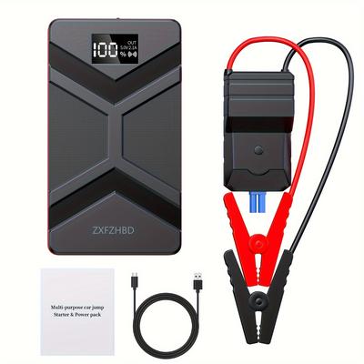 TEMU Car 1500a Car Battery , 12v Battery , , Box, Portable Charger And Cables For For Up To 6.0l And 5.0l Engines