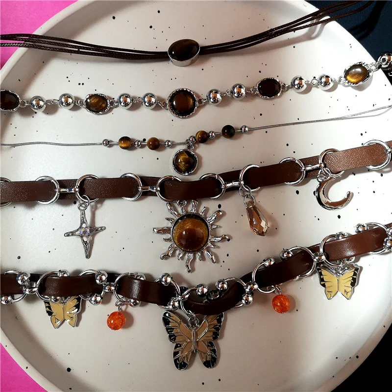 Punk Charme Sonne Kreuz Schmetterling Anhänger Halsband Kette Halskette Für Männer Frauen Trendy Y2K EMO Hip Hop Grunge Zubehör Schmuck Image