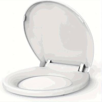 TEMU Easy-clean Round Toilet Seat With Cover - , No Battery Needed, For Residential Use