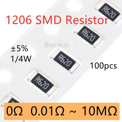 100 Stück 1206 5 % SMD-Widerstand 0R 1 Ohm 2 Ω 3,3 R 10R 15R 20R 22R 39R 47R 100R 120R 200R300R 1K Image