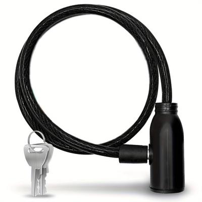 TEMU 1pc Heavy-duty Bicycle Security Lock - Anti-theft Steel Cable With Polished , Includes 2 Keys, Ideal For Bikes, Electric Scooters, Motorcycles, Strollers, And More - Black