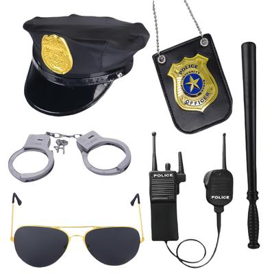 TEMU Cosplay Costume Set, 1/6pcs Police Roleplay Kit, Plastic Material, Non-electric, Featherless, With , Handcuffs, Badge, Walkie-talkie, , Glasses - Masquerade Party Accessory