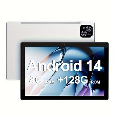 TEMU Tablet 10.1 Inch 14 Os Tablet, 128gb Rom 8gb(4gb+4gb ), Dual Camera, Core Processor, 1280 * 800 Ips High-definition Display Screen, Gms Certified Tab, 5g Wi Fi 6, , Pad