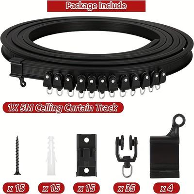 TEMU 16.4ft Flexible Track Set - , No Power Needed, For Home Decor