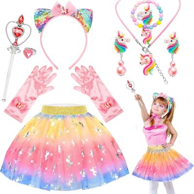 TEMU 3-year-old Girl Unicorn Princess Dress 4-6-year-old Girl Tulle Easter Party Dress Costume Toy Used As Birthday Christmas Gift