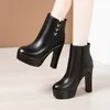 13 cm Kleine Größe 32-43 Elegante Dicke Plattform Schuhe Frauen Stiefel Winter 2025 Block High Heels