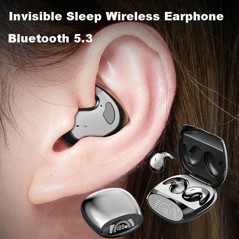 Schlaf unsichtbares Stereo-Headset ipx5 wasserdichte drahtlose Bluetooth-Ohrhörer Ohrhörer mit Mikrofon für Telefon Bluetooth 5,3 Kopfhörer Image