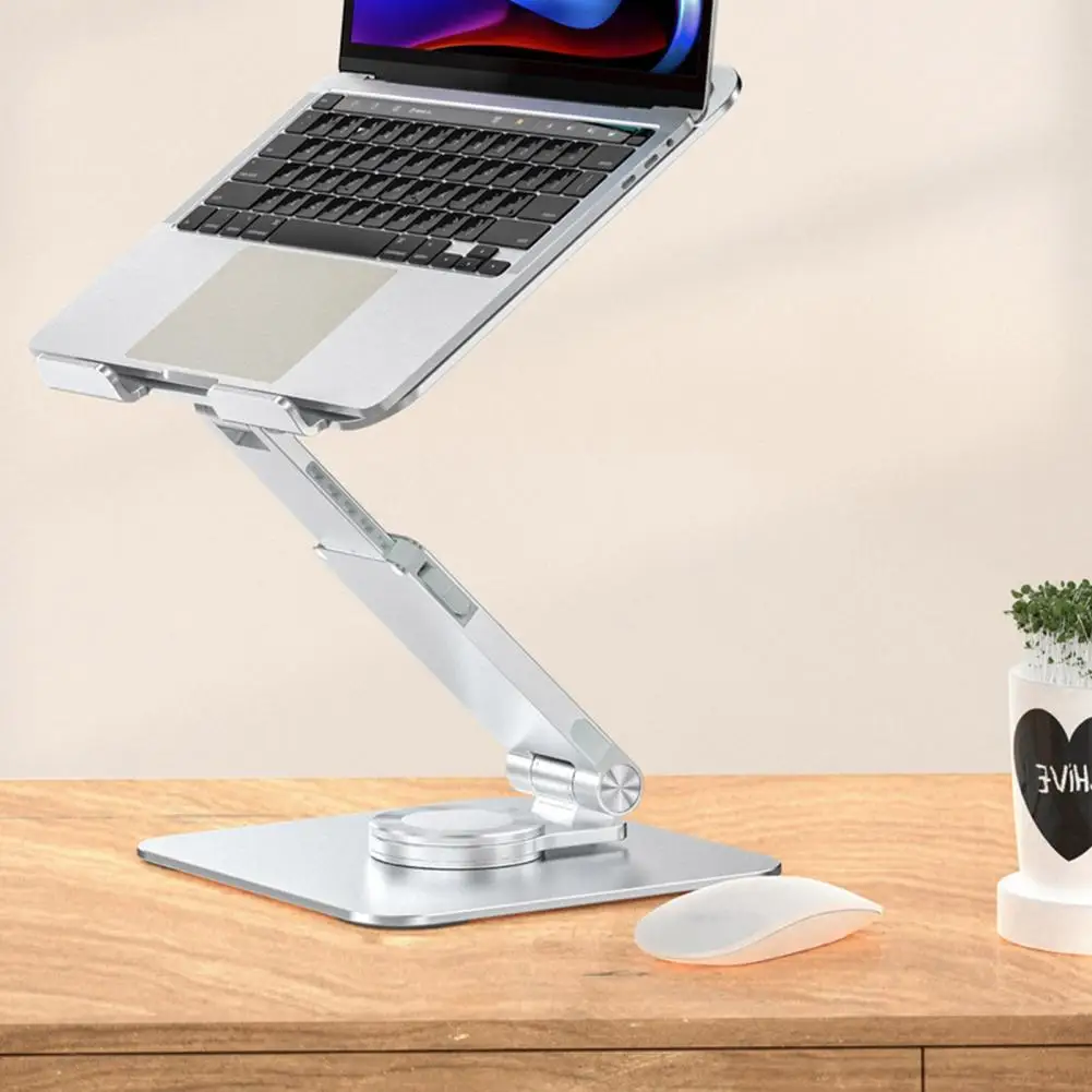 Verstellbarer Laptop-Ständer, verstellbarer Laptop-Ständer aus Aluminium mit 360-Grad-Drehung, Wärmeableitung für Notebook-Telefone und Tablets Image