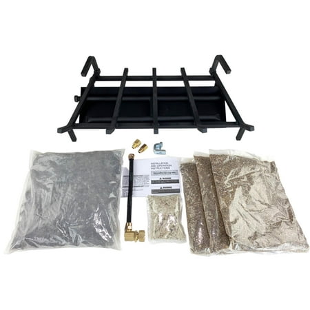 24 Heavy-Duty Dual Row Gas Burner with Pro Kit for Vented LP Gas Log Fireplace
