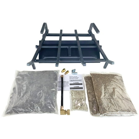 18 Heavy-Duty Dual Row Gas Burner with Pro Kit for Vented LP Gas Log Fireplace