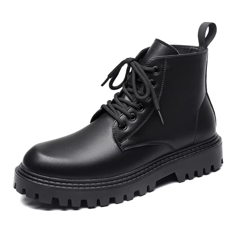 Stivali Casual in pelle da uomo neri stivali da lavoro da uomo invernali di moda scarpe da uomo stivaletti alti firmati antiscivolo scarpe da moto