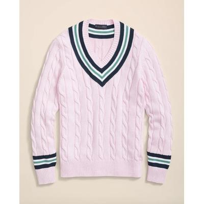 Brooks Brothers Men's Archive Tennis Sweater in Supima Cotton | Light Pink | Size Small