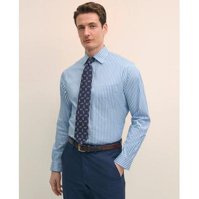 Brooks Brothers Men's Egyptian Cotton Broadcloth Ainsley Collar, Ground Stripe Dress Shirt | Blue | Size 15½ 34