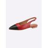 Ballerina HEINE, Damen, Gr. 42, rot (rot, schwarz), Leder, Leder, modisch, Schuhe