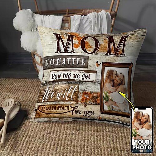 Benutzerdefinierter Foto-Kissenbezug Muttertag Personalisierte Mama Porträt Kissenbezug Wurfkissen Ideales Geschenk Personalisierte Liebesgeschenke Image