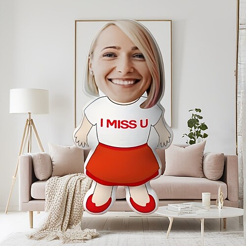 Personalisierte Geschenk Gedenkkissen Ich vermisse dich Weich kuschelig doppelt bedruckt handwaschbar zeitgemäß gestaltet mit Reißverschluss baumwollgefüllt dekoratives Wurfkissen für alle Image