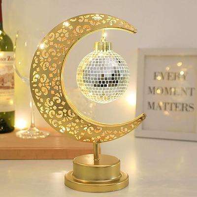 Mondlampe Eid Mubarak Feier für Ramadan Eid-Heimdekor – batteriebetriebene Tisch-, Schlafzimmer-, Fenster- und Kleiderschrankdekoration