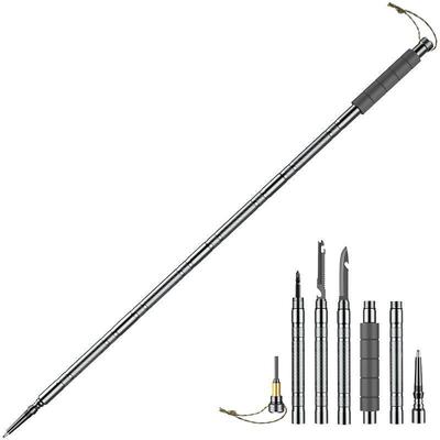 1 set Multifunctional Hiking Stick - Folding Trekking Pole with Hidden Knife Compass - Self-Defense Walking Stick for Camping Hiking