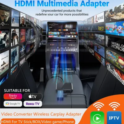 New Car Tv Mate Wireless Carplay Adapter HDMI Multimedia Video Converter for Google Android TV Stick