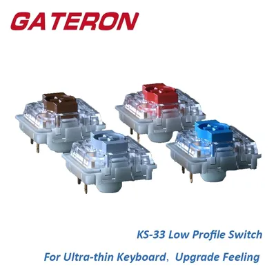 Gateron Low Profile Switch 2.0 KS-33 Silver Red Blue Brown 3 Pin For GK61 GK87 Mechanical Keyboard