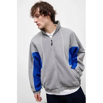 iets frans. Grey & Blue Pascal Fleece Jacket - Grey XL at Urban Outfitters
