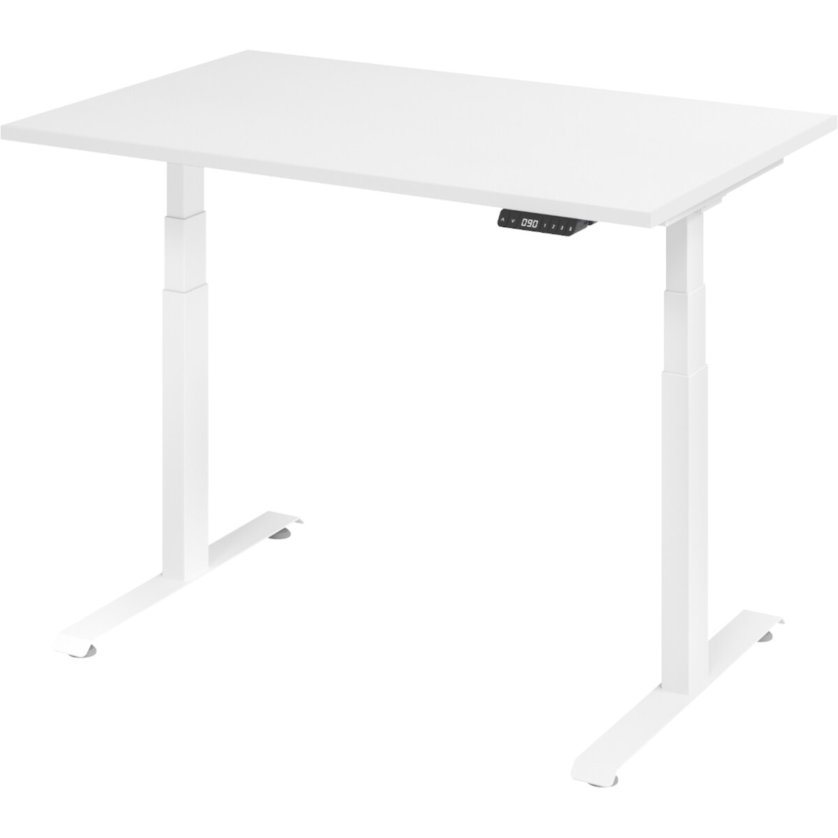 bümö höhenverstellbarer Schreibtisch 120 x 80 cm in weiß, Gestell weiß - Höhenverstellbar Elektrisch Stehpult mit 3-fach Speicher, Computertisch, Image