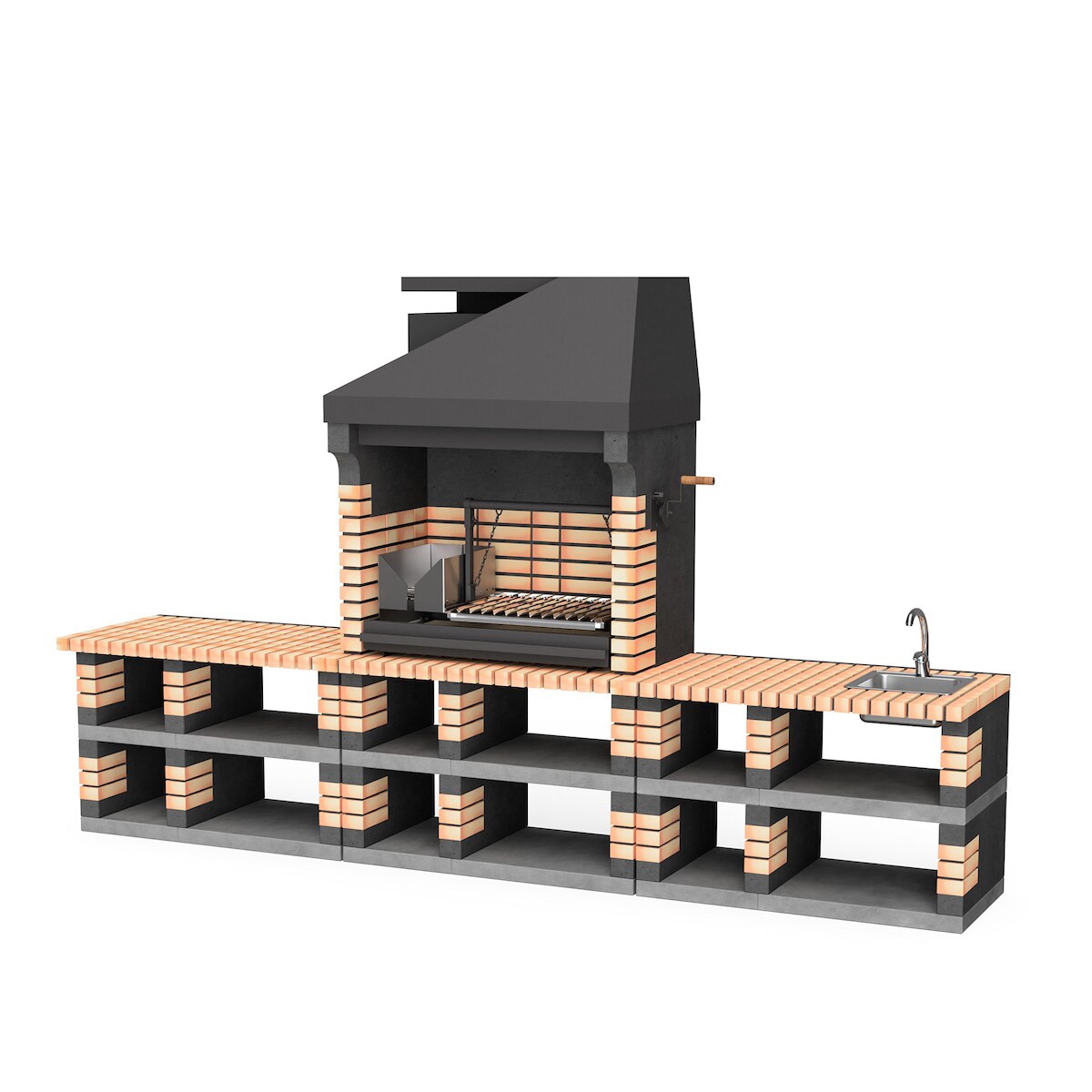 MAESTRO FERRETERO MF - Grillkamin Modell Pack 2 Pan America Orange REF: M00381 - Für Außenbereich Image