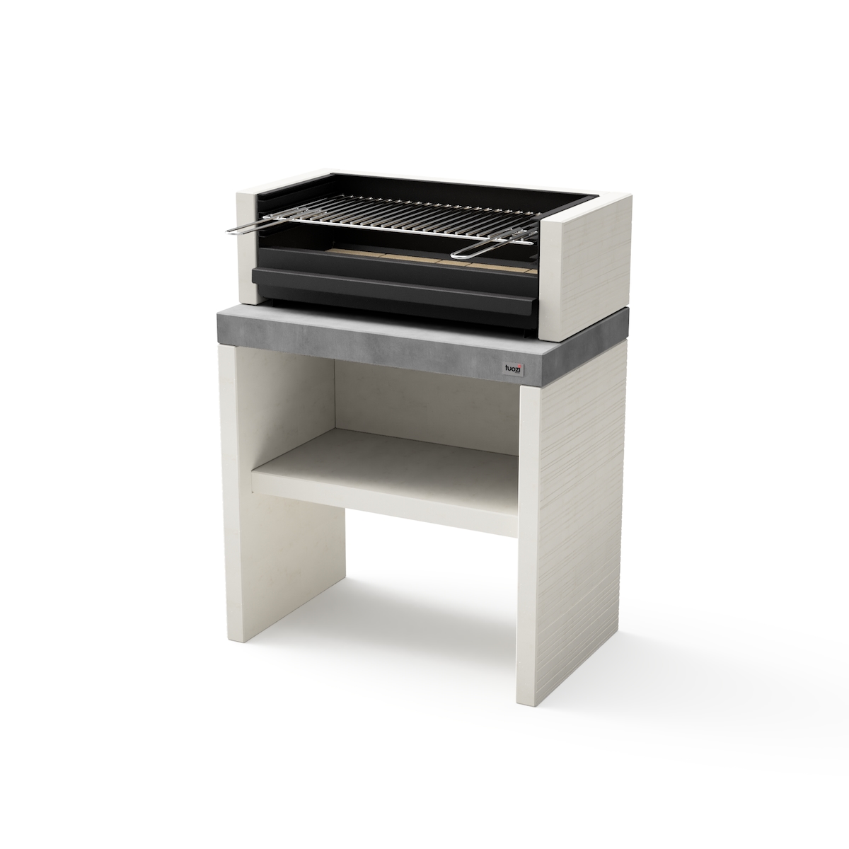 MAESTRO FERRETERO MF - Einbaugrill für Holz und Holzkohle Modell PLAN 1 PLUS (Grau/Weiß - 78 x 47 x 102 cm) REF: 8025/2 Image