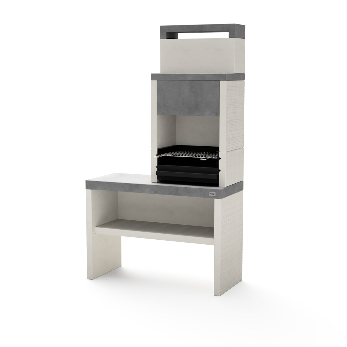 MAESTRO FERRETERO MF - Einbaugrill für Holz und Holzkohle Modell PLAN 2 (Grau/Weiß - 110 x 47 x 192 cm) REF: 8036 Image