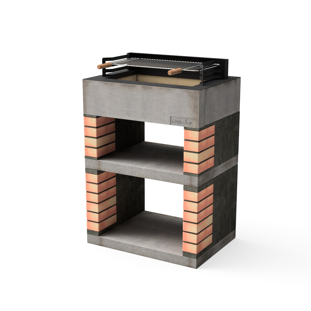 MAESTRO FERRETERO MF - Grillkamin Modell Lima (Grau, Orange - 74 x 53 x 110 cm) REF: M00337 - Für den Außenbereich Image
