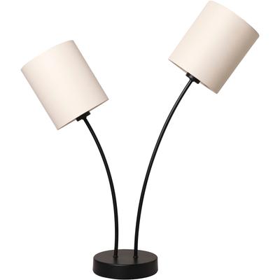 HOME AFFAIRE Tischleuchte "Ahrhütte", schwarz (schwarz beige), Ø 12cm, Lampen, Tischleuchte, 2-flammig mit Leinenschirmen Image