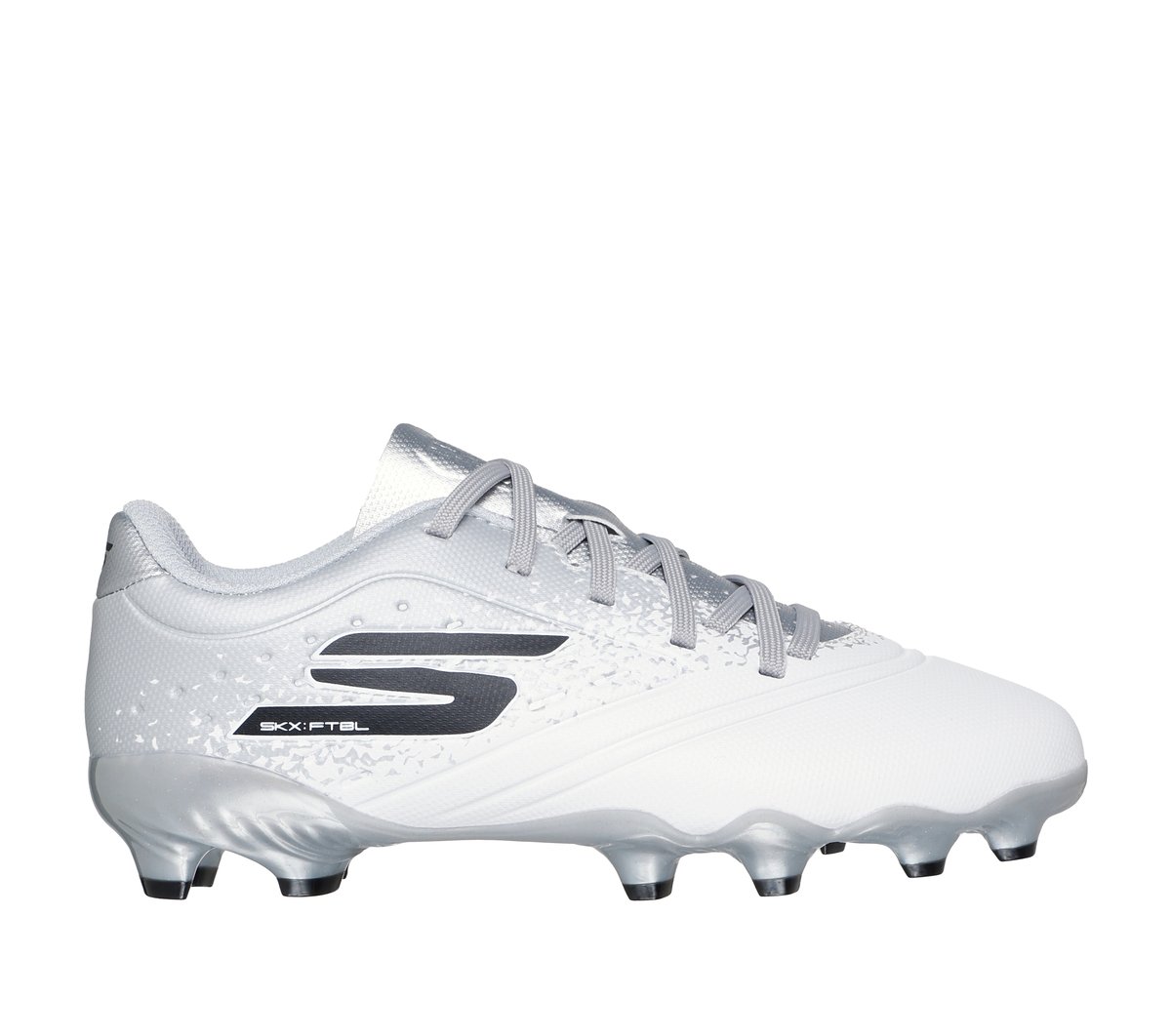 Skechers Boy's Razor 1.5 Jr Td FG Soccer Shoes | Size 11.5 | White/Silver | Synthetic/Textile