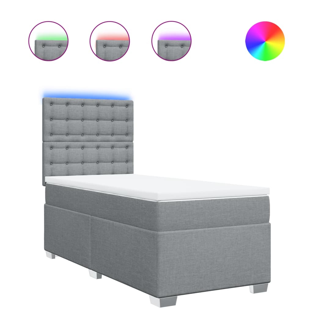 vidaXL Boxspringbett mit Matratze Hellgrau 90x190 cm Stoff Image