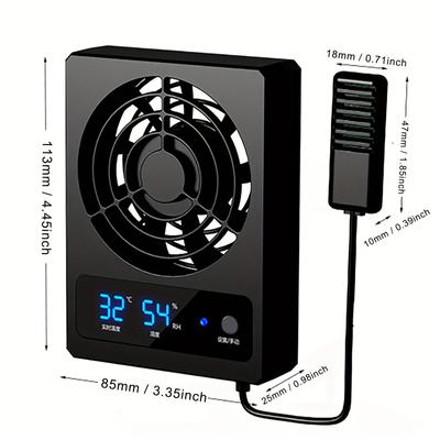 TEMU Reptile Ventilation Fan With Humidity Sensor And Alarm, Fan Dehumidifier For And Terrarium, Suitable For , Rainforest Terrarium And Ecological Tanks