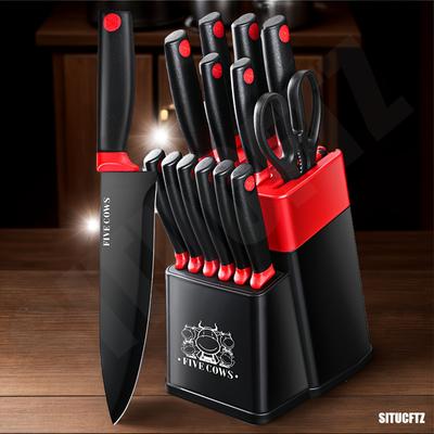 TEMU 14pcs Kitchen Knife Set, Stainless Steel Blade Kitchen Knife, Fruit Knife, Bone Cutting Knife, Etc. The Knife Holder Comes With A Sharpening , Cleaned In A Dishwasher, And Has A Non Slip Handle