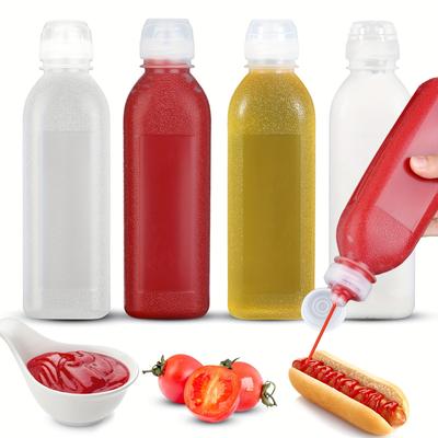 TEMU Zlxtxpor 4pcs Condiment Squeeze Bottles - 17oz (500ml) - , Salad Dressing & Bbq Sauces - Bpa-free Plastic, Easy Clean