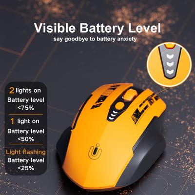 TEMU Rechargeable Optical Wireless Mouse, Upgraded Battery Display, 2.4g Mouse Wireless For Laptop Pc Computer-yellow