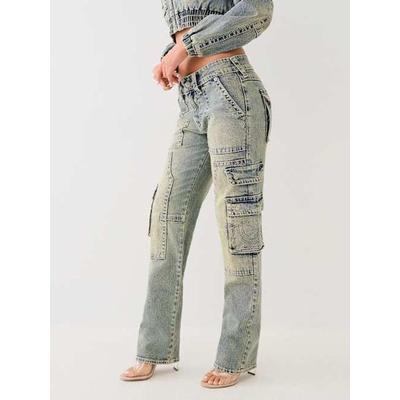 Ricki Vintage Carpenter Cargo Jean - Gray - True Religion Jeans