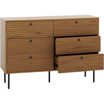 [NEUWERTIG] Kommode HHG-304, Sideboard Schrank, 6 Schubladen, skandinavischer Stil Metall Holz Image
