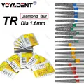 Fraises dentaires en diamant de Type TR, fraises de dentisterie Standard/grossier/fin/extra fin Dia.1.6mm pour outils de dentisterie à Turbine à grande vitesse 10 pièces