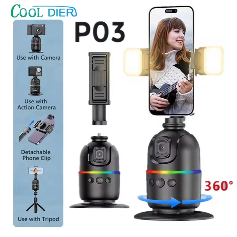 COadvocate DIER AI-Cardan Intelligent à 360 ° avec Suivi existent du Visage, Rotation Tout-en-Un pour Smartphone, Stabilisateur de Vlog Vidéo, Support de Téléphone