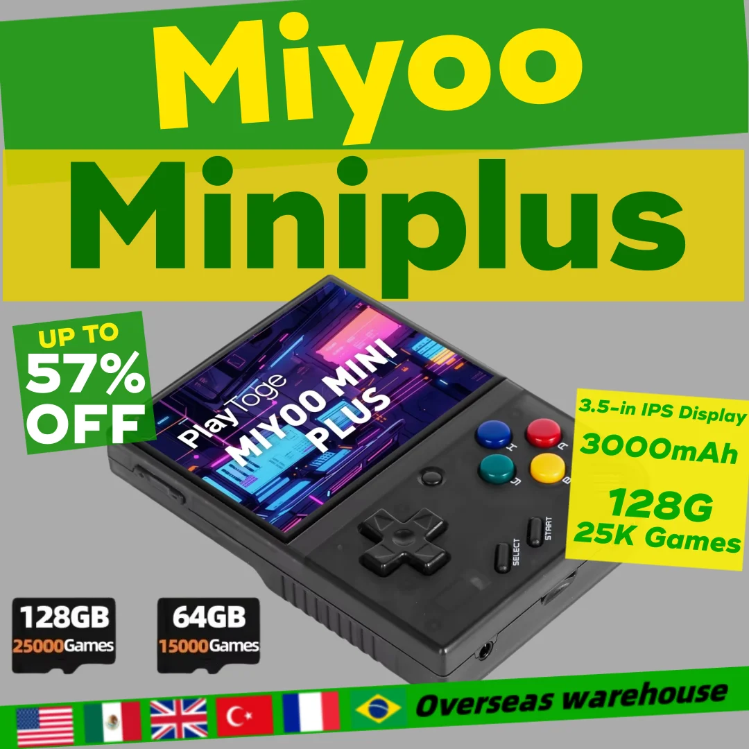 MIYOO Mini Plus Console de jeu portable rétro écran IPS HD 3,5 pouces Console de jeu classique système Linux cadeau pour enfants