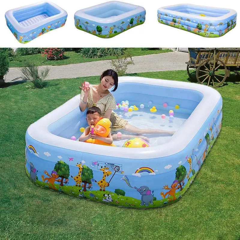 Piscine gonflable carrée pliable pour enfants, jolie piscine gonflable pour la famille, peu encombrante pour jardin d'arrière-cour