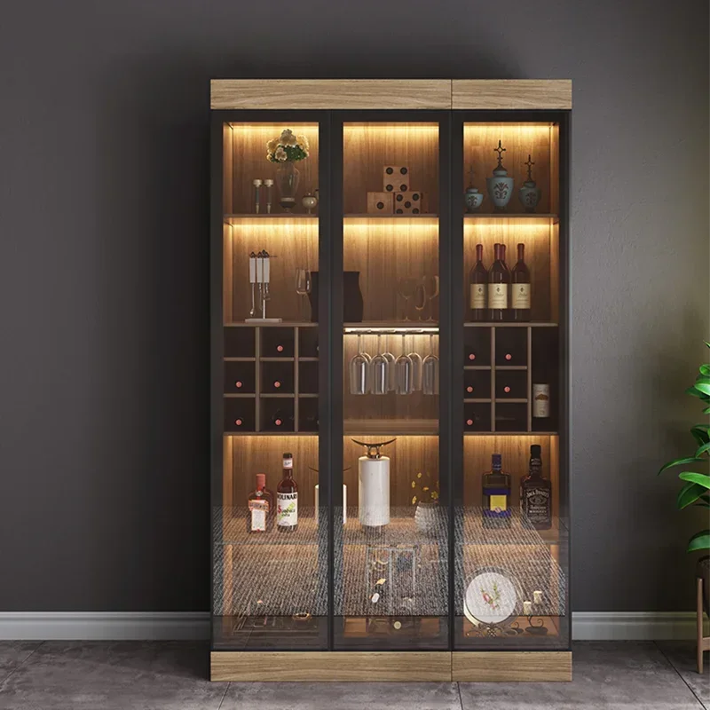 Meubles de maison armoire de Bar à vin casier à vin vitrine en verre moderne meubles vitrine à vin en bois massif