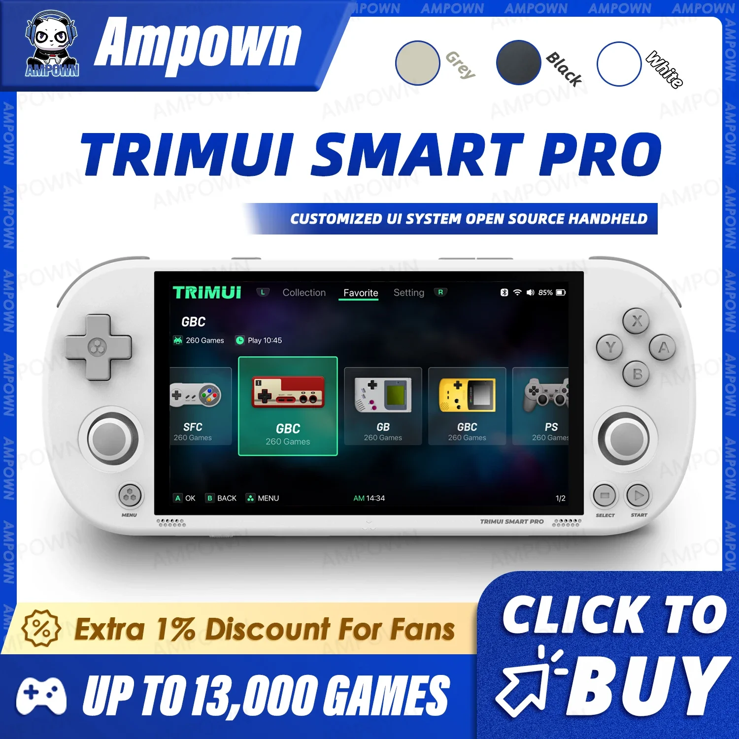 Trimui Smart Pro Console de jeu portable 4.96 ''écran IPS système Linux Joystick éclairage rvb Trimui rétro Console de jeu vidéo cadeau