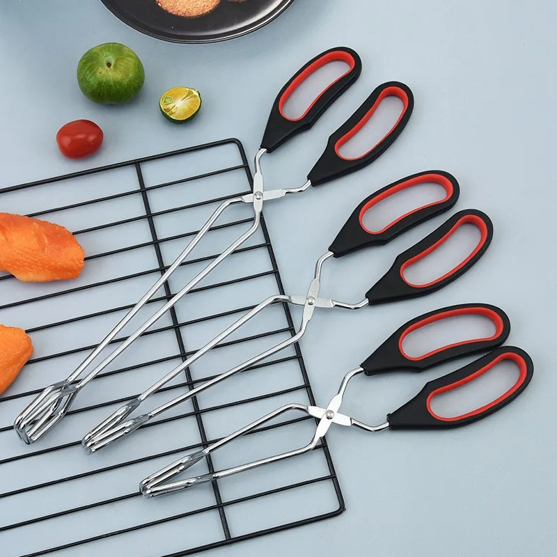Outils de Barbecue ciseaux de Barbecue pinces à nourriture grillée ciseaux à Long manche BBQ pain rôti pince cuisine pinces de cuisson accessoires de Barbecue