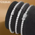 Bracelets de Tennis Moissanite 3mm 4mm pour femmes et hommes, diamant scintillant GRA S925, plaqué argent, or blanc, bijoux de mariage