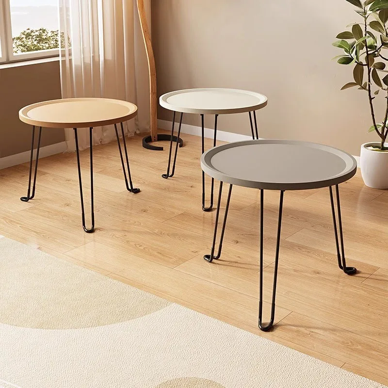 Petite table basse pliante, table ronde, table basse domestique, canapé, table d