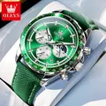OLEVS hommes montres mode sport vert montre pour hommes multifonctionnel Quartz montres hommes étanche en cuir reloj hombre
