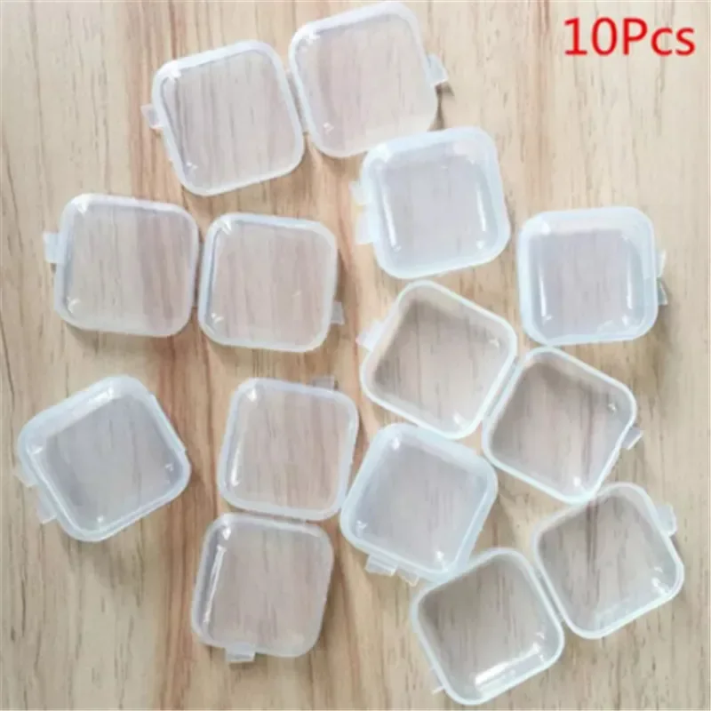 10 pièces Mini boîte en plastique transparente conteneur boîte de rangement séparée bijoux bouchons d'oreilles boîte de rangement de médicaments petite boîte-cadeau